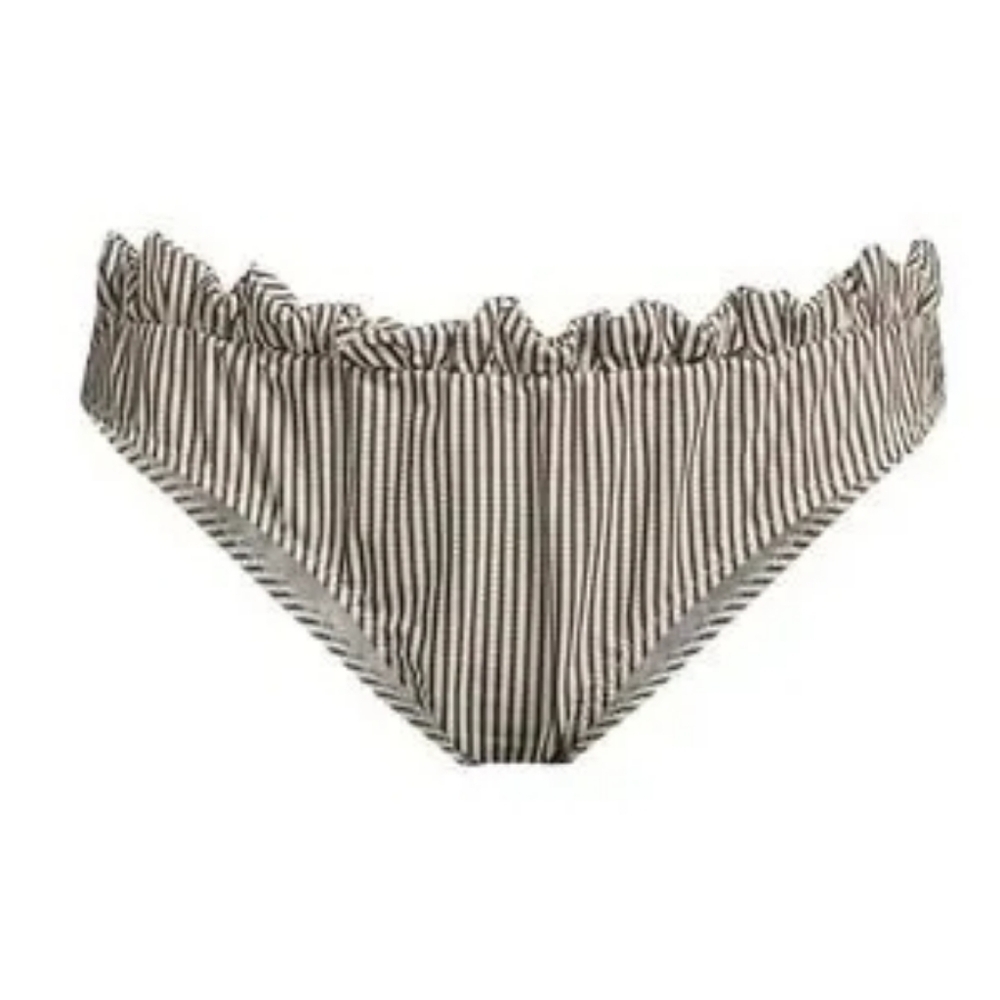 GANNI Striped Bikini Bottom Ruffle Top NWT Medium